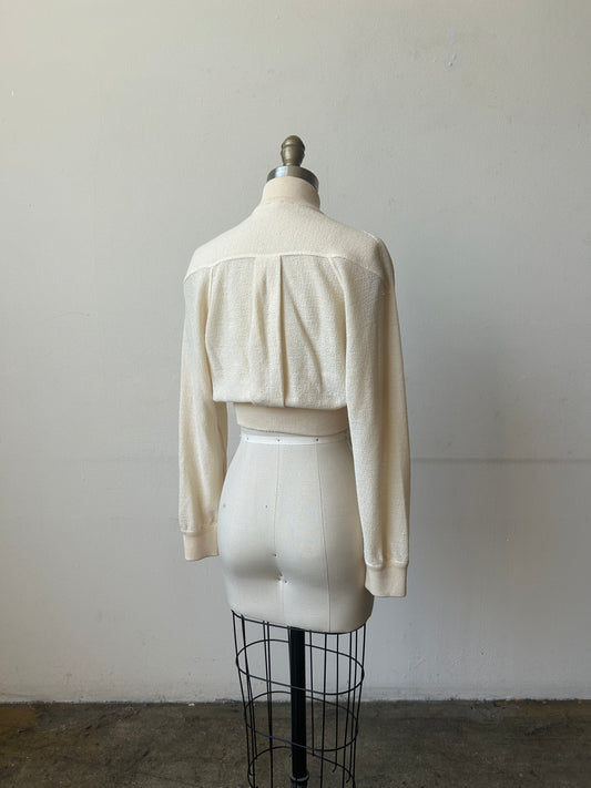alaia ivory wool cropped sweater