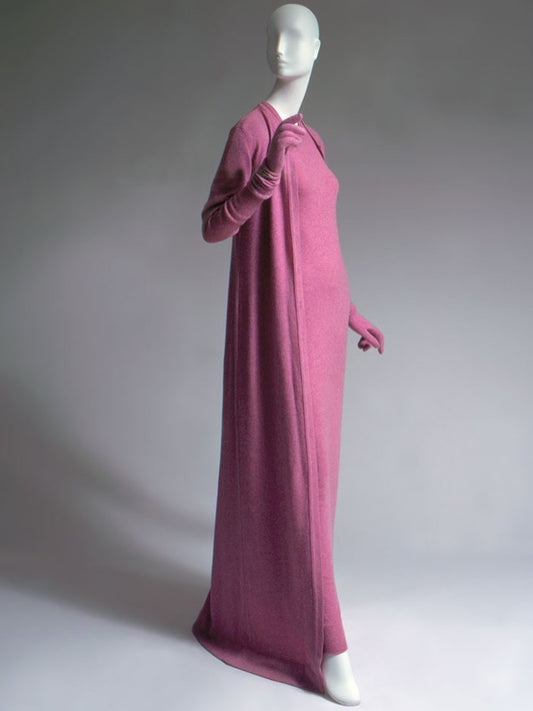1973 halston cashmere long cardigan dress