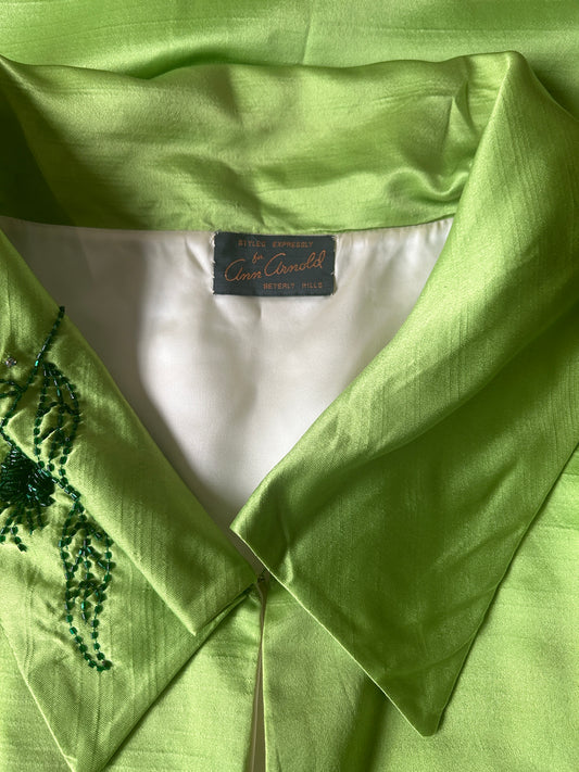 1960s satin beaded dress coat set