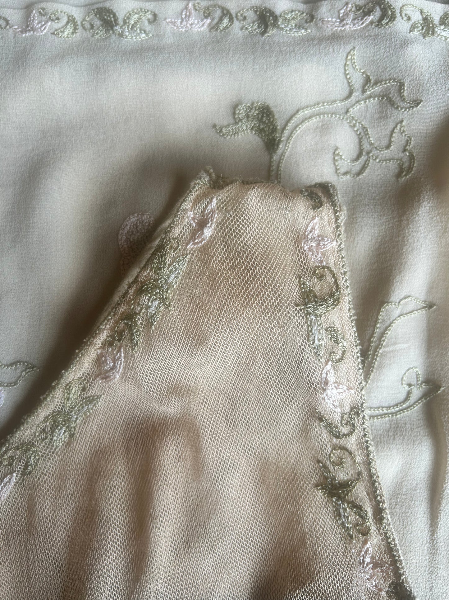 alberta ferretti floral vine embroidered silk top