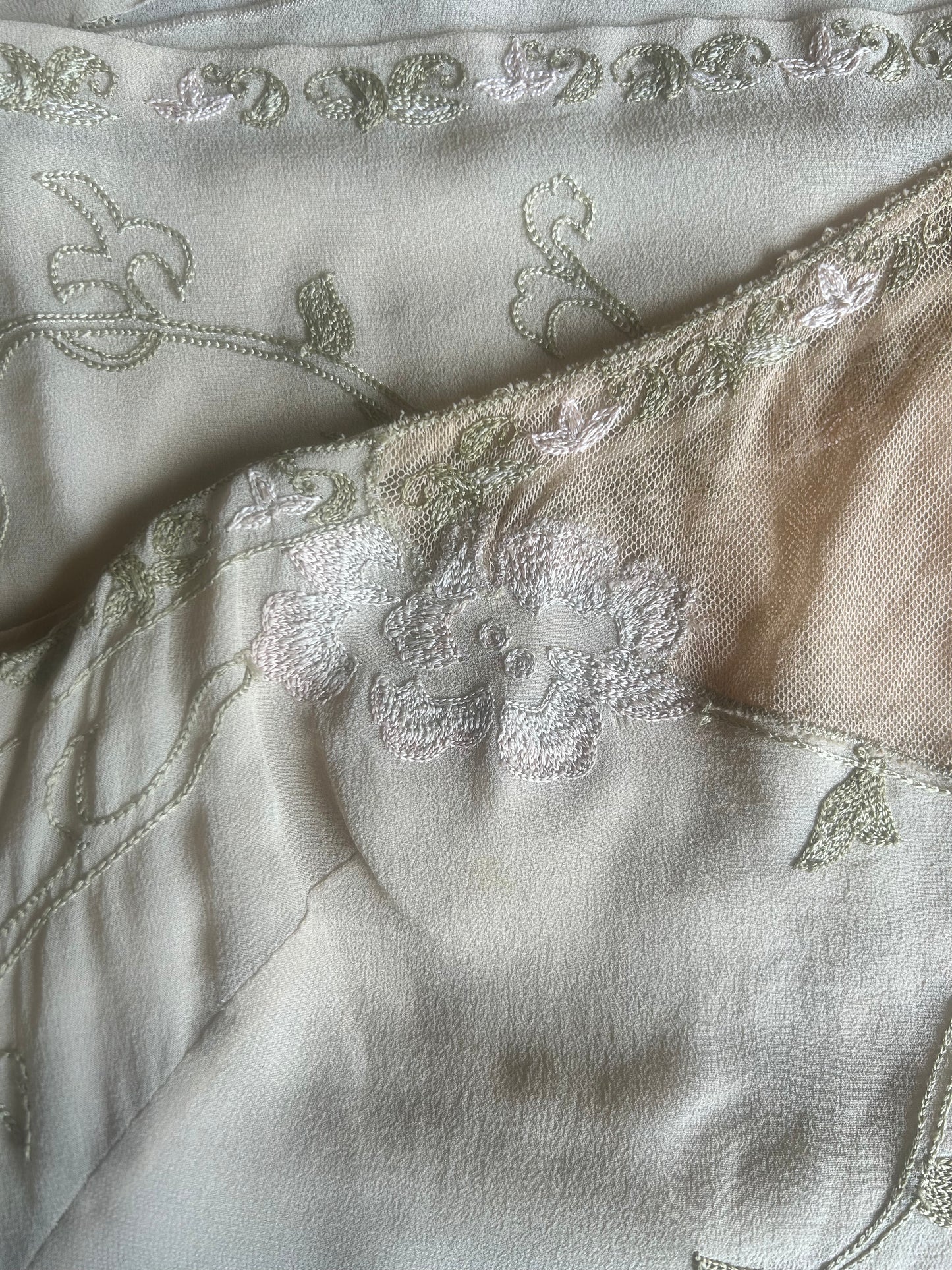 alberta ferretti floral vine embroidered silk top