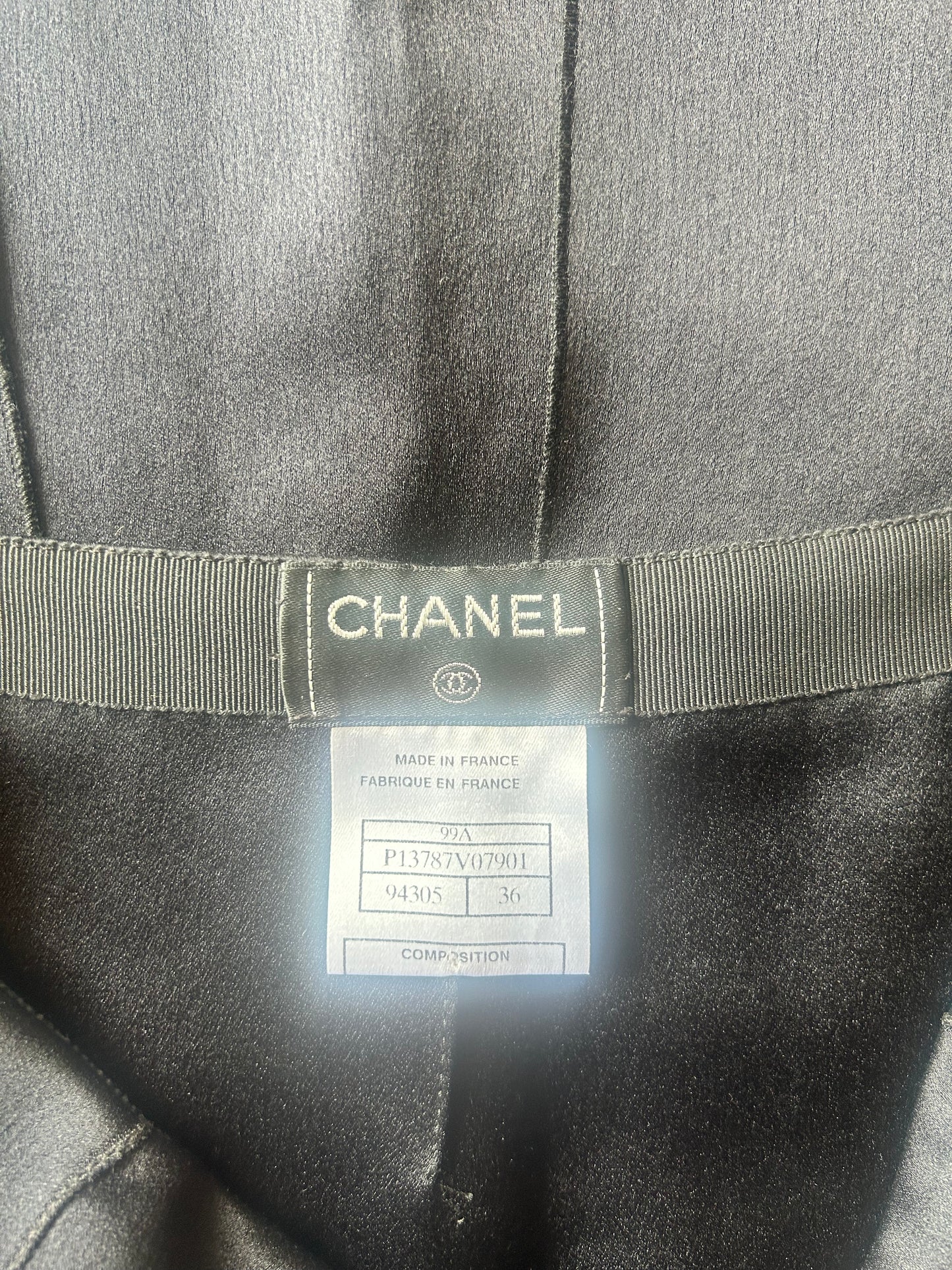 chanel spring 1999 black silk carwash panel skirt