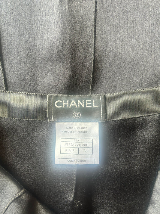 chanel spring 1999 black silk carwash panel skirt