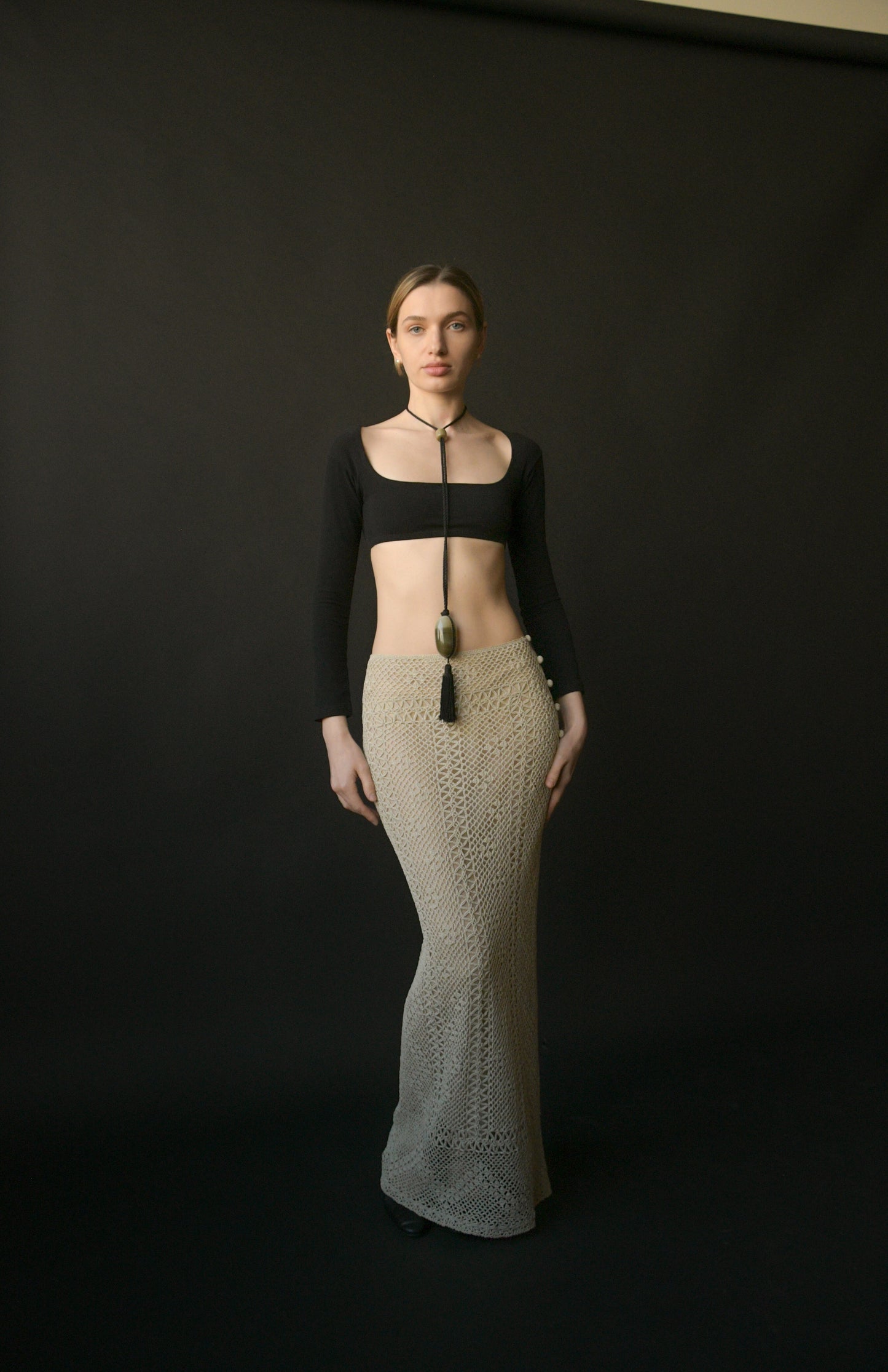 jean-louis scherrer resin on cord tassel necklace