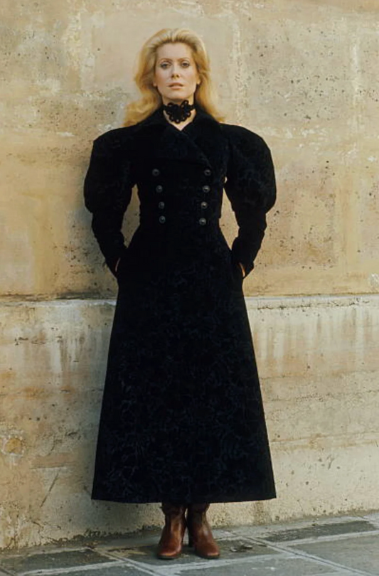 fw 1970 yves saint laurent corduroy mutton sleeve coat